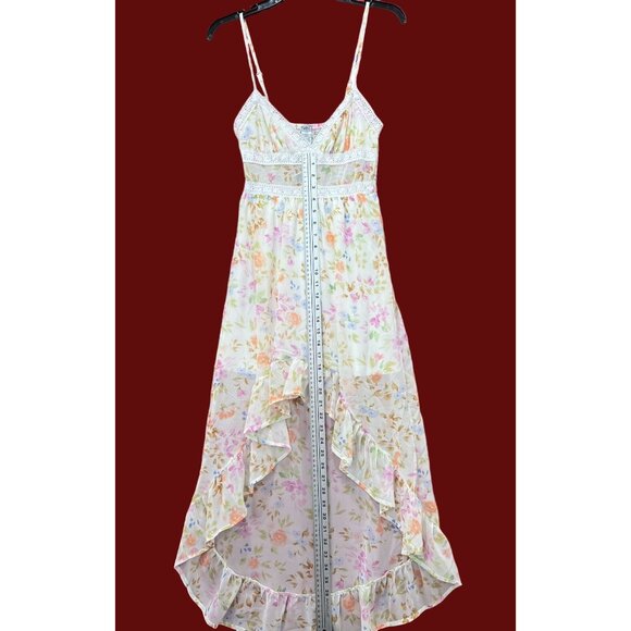 Rue 21 - Women's Summer Sleeveless High Low Hem Ruffle Floral Dress - White -XS - Picture 7 of 16